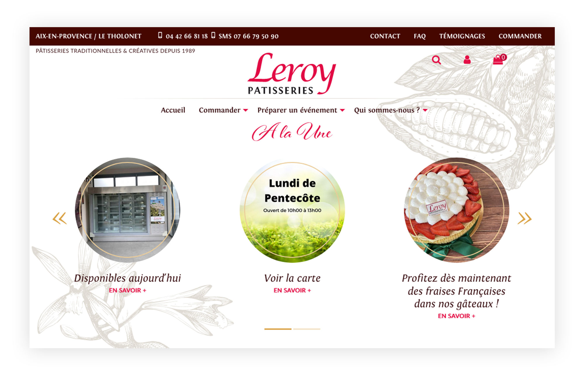 Leroy pâtisserie Webdesign