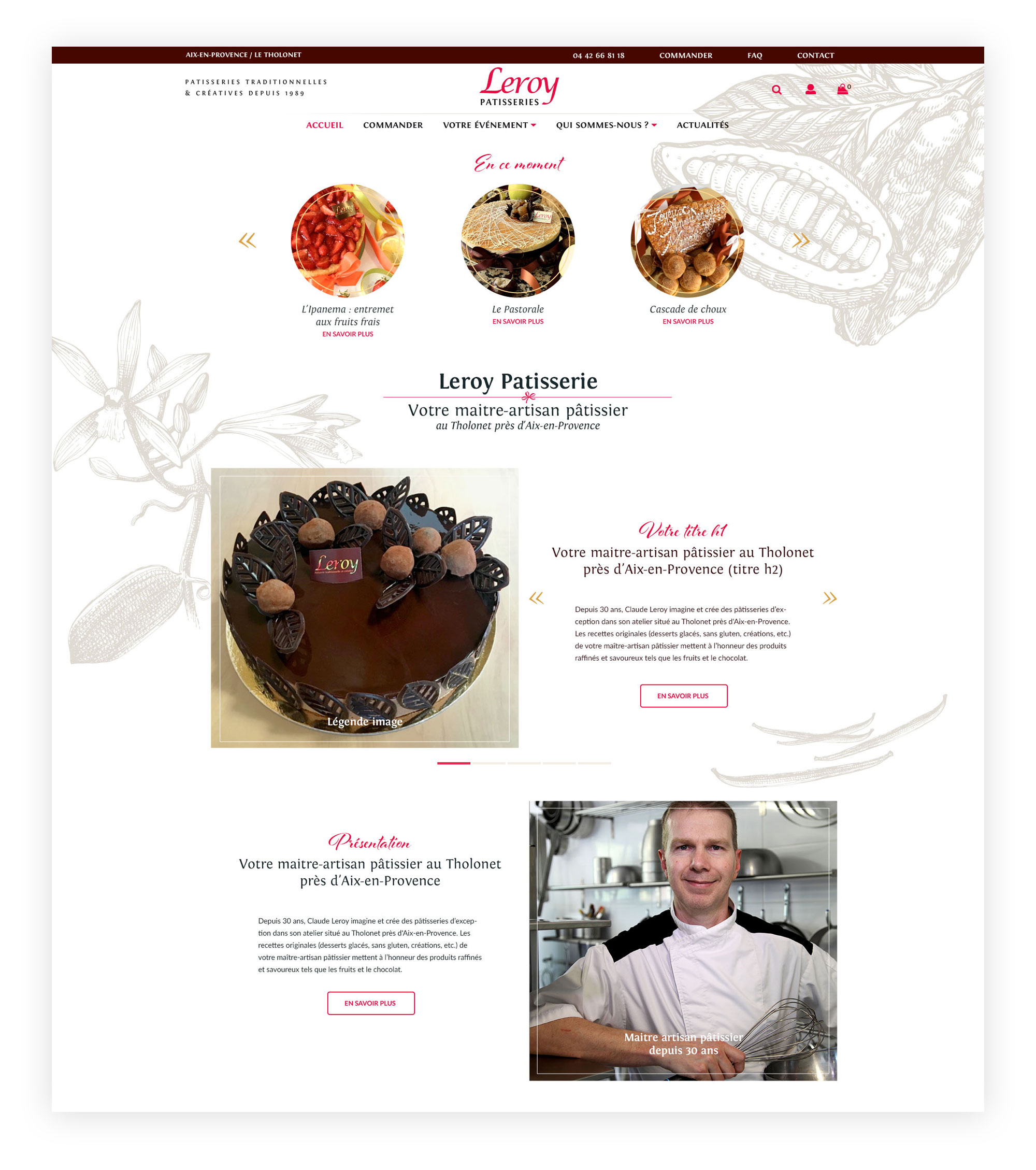Leroy pâtisserie Webdesign